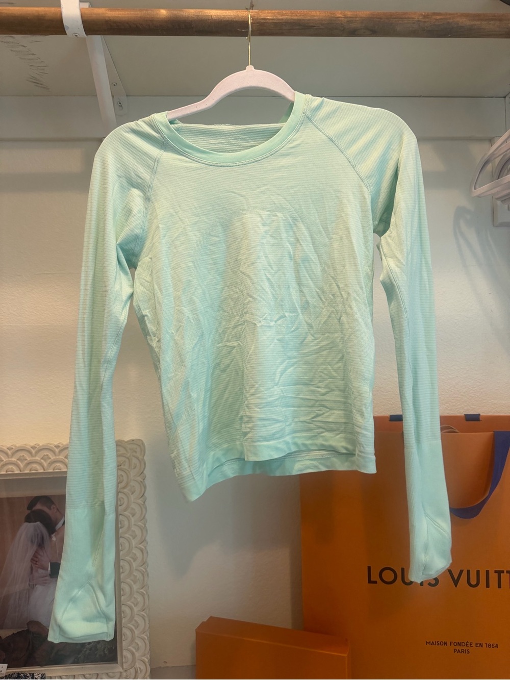 Lululemon swiftly mint, long sleeve cropped